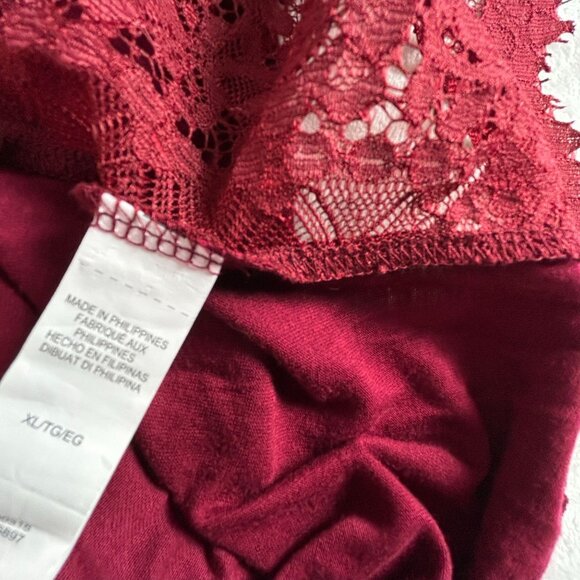 Lucky Brand Womens Burgundy Lace Button Down Tunic Top Shirt XL 3/4 Sleeve Boho - Picture 4 of 9